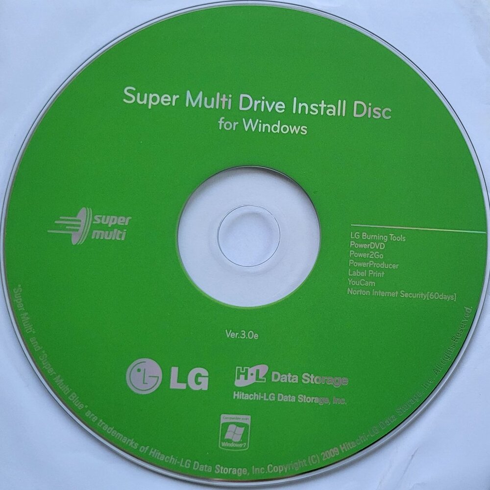 LG Super Multi Drive Install Disc for Windows, 2009